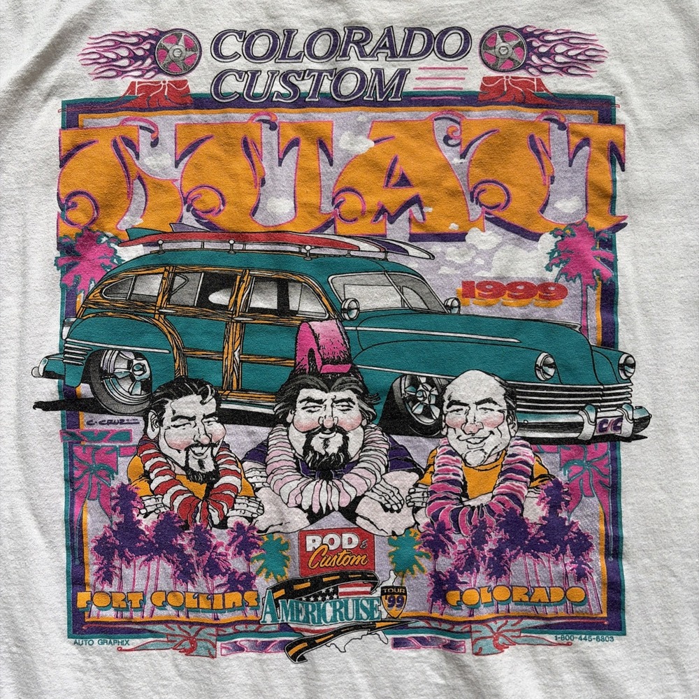 Vintage Colorado Custom Americruise '99 Auto Graphix T Shirt 3XL White Hotrods